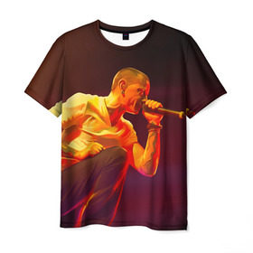 Мужская футболка 3D с принтом Chester Bennington , 100% полиэфир | прямой крой, круглый вырез горловины, длина до линии бедер | chester bennington | рок
