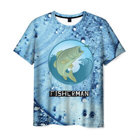 Мужская футболка 3D с принтом FisherMan , 100% полиэфир | прямой крой, круглый вырез горловины, длина до линии бедер | baitbest | bottom | driftwood | fisherman | fishing | fishwaterhook | pike | river | вода | дно | коряга | крючок | лучший рыбак | наживка | река | рыба | рыбалка | щука