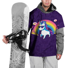 Накидка на куртку 3D с принтом Радужный Единорог в Очках , 100% полиэстер |  | colors | pizza | pony | rainbow | unicorn | бекон | единорог | конь | очки | пицца | пони | пончик | радуга | рог | солнцезащитные очки
