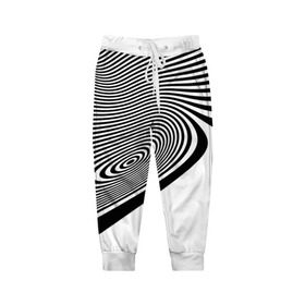 Детские брюки 3D с принтом Black&White illusion , 100% полиэстер | манжеты по низу, эластичный пояс регулируется шнурком, по бокам два кармана без застежек, внутренняя часть кармана из мелкой сетки | 3d | абстракции | иллюзия | линии | полосы | черно белые