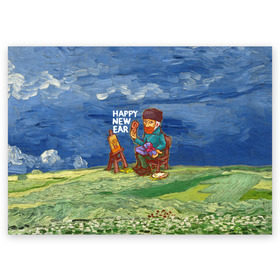 Поздравительная открытка с принтом Винсент Ван Гог , 100% бумага | плотность бумаги 280 г/м2, матовая, на обратной стороне линовка и место для марки
 | Тематика изображения на принте: вангог | винсент | живопись | картина