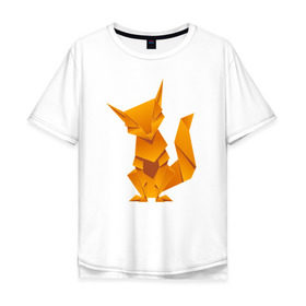 Мужская футболка хлопок Oversize с принтом Origami , 100% хлопок | свободный крой, круглый ворот, “спинка” длиннее передней части | Тематика изображения на принте: арт | животное | лиса | оригами