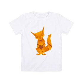 Детская футболка хлопок с принтом Origami , 100% хлопок | круглый вырез горловины, полуприлегающий силуэт, длина до линии бедер | Тематика изображения на принте: арт | животное | лиса | оригами