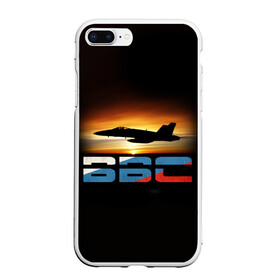 Чехол для iPhone 7Plus/8 Plus матовый с принтом Истребитель ВВС на закате , Силикон | Область печати: задняя сторона чехла, без боковых панелей | самолет