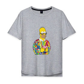 Мужская футболка хлопок Oversize с принтом Homer , 100% хлопок | свободный крой, круглый ворот, “спинка” длиннее передней части | bart | homer | simpsons | барт | гомер | еда | мультфильм | отец | папа | пончик | радуга | симпсоны | спрингфилд | хиппи | цвет