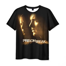 Мужская футболка 3D с принтом Prison break 3 , 100% полиэфир | прямой крой, круглый вырез горловины, длина до линии бедер | 