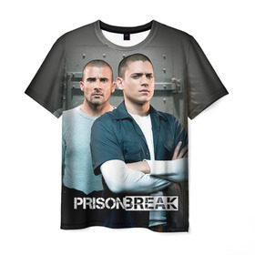 Мужская футболка 3D с принтом Prison break 4 , 100% полиэфир | прямой крой, круглый вырез горловины, длина до линии бедер | prison break | побег | сериал