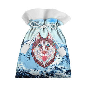 Подарочный 3D мешок с принтом Хаски , 100% полиэстер | Размер: 29*39 см | Тематика изображения на принте: at | bowwow | dog | hound | pooch | арт | гончая | гончая собака | горы | деревья | лес | снег | собака | хаски | холод