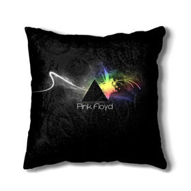 Подушка 3D с принтом Pink Floyd Logo , наволочка – 100% полиэстер, наполнитель – холлофайбер (легкий наполнитель, не вызывает аллергию). | состоит из подушки и наволочки. Наволочка на молнии, легко снимается для стирки | англия | басы | британия | гитара | группа | дым | космос | логотип | музыка | песни | пинк флойд | призма | радуга | рок | свет