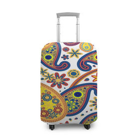 Чехол для чемодана 3D с принтом Цветные огурцы , 86% полиэфир, 14% спандекс | двустороннее нанесение принта, прорези для ручек и колес | cucumber | flower | gherkin | ornament | pattern | гжель | орнамент | текстура | турецкий огурец | узоры | цветок | цветочный | этнический узор
