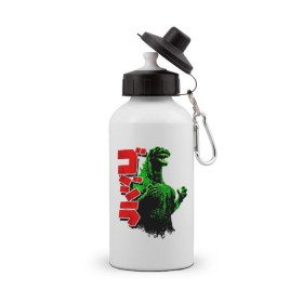 Бутылка спортивная с принтом Godzilla , металл | емкость — 500 мл, в комплекте две пластиковые крышки и карабин для крепления | Тематика изображения на принте: годзилла