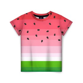 Детская футболка 3D с принтом Арбузик , 100% гипоаллергенный полиэфир | прямой крой, круглый вырез горловины, длина до линии бедер, чуть спущенное плечо, ткань немного тянется | Тематика изображения на принте: pattern | trend | арбуз | зеленый | косточки | красный | мода | патерн | паттерн | розовый | текстура | тренд | фрукт | ягода