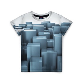 Детская футболка 3D с принтом Кубическая текстура , 100% гипоаллергенный полиэфир | прямой крой, круглый вырез горловины, длина до линии бедер, чуть спущенное плечо, ткань немного тянется | abstract | abstraction | block | tessera | абстракция | кубики | текстура