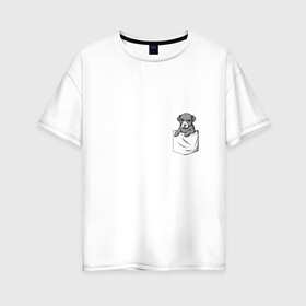 Женская футболка хлопок Oversize с принтом Карман , 100% хлопок | свободный крой, круглый ворот, спущенный рукав, длина до линии бедер
 | дог | карман | собака | щенок