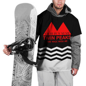Накидка на куртку 3D с принтом ТВИН ПИКС , 100% полиэстер |  | Тематика изображения на принте: logo | twin peaks | арт | надпись | полосы | сериал | текстура | фильмы