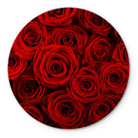 Коврик круглый с принтом Красные розы , резина и полиэстер | круглая форма, изображение наносится на всю лицевую часть | Тематика изображения на принте: букет | красный | розы | цветы