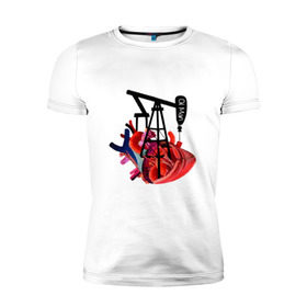 Мужская футболка премиум с принтом Сердце нефтяника , 92% хлопок, 8% лайкра | приталенный силуэт, круглый вырез ворота, длина до линии бедра, короткий рукав | Тематика изображения на принте: газ | нефть