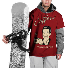 Накидка на куртку 3D с принтом Coffee , 100% полиэстер |  | Тематика изображения на принте: twin peaks | арт | купер | сериал | твин пикс | фильмы