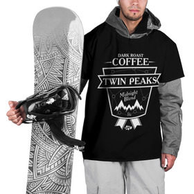 Накидка на куртку 3D с принтом Twin Peaks Coffee , 100% полиэстер |  | twin peaks | арт | купер | сериал | твин пикс | фильмы | черно белые