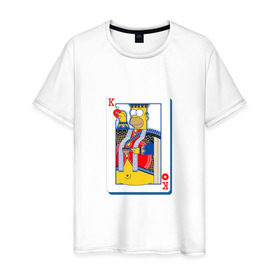 Мужская футболка хлопок с принтом Гомер Король , 100% хлопок | прямой крой, круглый вырез горловины, длина до линии бедер, слегка спущенное плечо. | homer | king | poker | simpsons | барт | гомер | карты | король | мульт | мультфильм | покер | симпсоны
