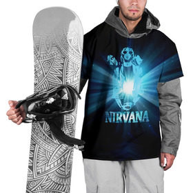 Накидка на куртку 3D с принтом Группа Nirvana , 100% полиэстер |  | kurt cobain | nirvana | вечная память | гитара | гранж | кумир | курт кобейн | лучи | микрофон | музыкант | надпись | нирвана | певец | рок | свет
