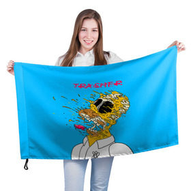Флаг 3D с принтом TRASHER , 100% полиэстер | плотность ткани — 95 г/м2, размер — 67 х 109 см. Принт наносится с одной стороны | homer | simpsons | гомер | симпсон | симпсоны
