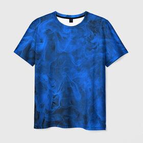 Мужская футболка 3D с принтом Синий дым , 100% полиэфир | прямой крой, круглый вырез горловины, длина до линии бедер | Тематика изображения на принте: fire | flame | in fire | smoke | в огне | дым | огненный | огонь | текстуры