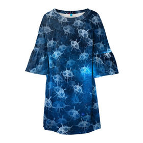 Детское платье 3D с принтом Летающие макаронные монстры , 100% полиэстер | прямой силуэт, чуть расширенный к низу. Круглая горловина, на рукавах — воланы | галактикаб паттерн | звезды | космос | лапша | лмм | мем | пастафарианство | спагетти | тефтели | фрикадельки