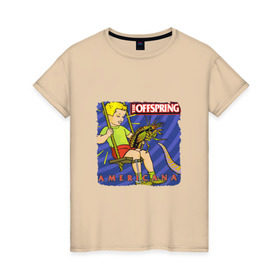Женская футболка хлопок с принтом The Offspring - americana , 100% хлопок | прямой крой, круглый вырез горловины, длина до линии бедер, слегка спущенное плечо | the offspring | качели | офспринг | оффспринг | рок | таракан | щупальце