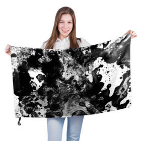 Флаг 3D с принтом Чёрная краска , 100% полиэстер | плотность ткани — 95 г/м2, размер — 67 х 109 см. Принт наносится с одной стороны | abstraction | color | spray | tie dye | абстракция | акварель | живопись | искусство | краски | текстуры | цветные краски | яркие цвета