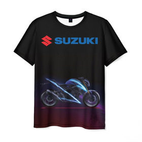 Мужская футболка 3D с принтом Suzuki , 100% полиэфир | прямой крой, круглый вырез горловины, длина до линии бедер | suzuki | байк | мотик | мото | мотоцикл | спортбайк | сузуки