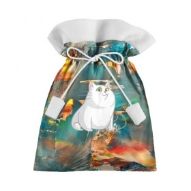 Подарочный 3D мешок с принтом Белый котик , 100% полиэстер | Размер: 29*39 см | cat | арт | взгляд | кот | кот хипстер | котёнок | котятки | котятушки | кошечки | кошка | мордочка