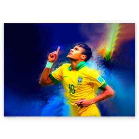 Поздравительная открытка с принтом Neymar , 100% бумага | плотность бумаги 280 г/м2, матовая, на обратной стороне линовка и место для марки
 | neymar | неймар | сборная бразилии