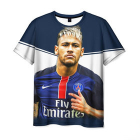 Мужская футболка 3D с принтом Neymar , 100% полиэфир | прямой крой, круглый вырез горловины, длина до линии бедер | Тематика изображения на принте: neymar | psg | неймар | псж | сборная бразилии