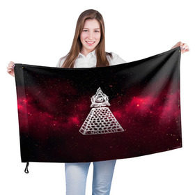 Флаг 3D с принтом Масонский символ , 100% полиэстер | плотность ткани — 95 г/м2, размер — 67 х 109 см. Принт наносится с одной стороны | вселенная | звезды | космос | масонский символ | массоны