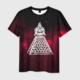 Мужская футболка 3D с принтом Масонский символ , 100% полиэфир | прямой крой, круглый вырез горловины, длина до линии бедер | вселенная | звезды | космос | масонский символ | массоны