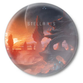 Значок с принтом Stellaris ,  металл | круглая форма, металлическая застежка в виде булавки | Тематика изображения на принте: stellaris