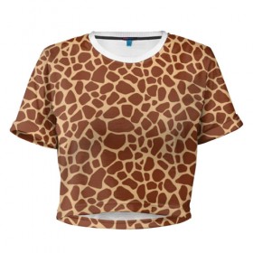 Женская футболка 3D укороченная с принтом Жираф , 100% полиэстер | круглая горловина, длина футболки до линии талии, рукава с отворотами | africa | afro | etnos | girafe | африка | афро | жираф | этно