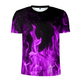 Мужская футболка 3D спортивная с принтом Фиолетовый огонь , 100% полиэстер с улучшенными характеристиками | приталенный силуэт, круглая горловина, широкие плечи, сужается к линии бедра | лиловый | пламя | яркий