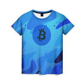 Женская футболка 3D с принтом Blue Sea Camo Bitcoin , 100% полиэфир ( синтетическое хлопкоподобное полотно) | прямой крой, круглый вырез горловины, длина до линии бедер | blue | camo | camouflage | coin | crypto | currency | ethereum | litecoin | mining | token | биткоин | биток | камо | камуфляж | крипта | крипто | криптовалюта | лайткоин | майнинг | ферма | эфир