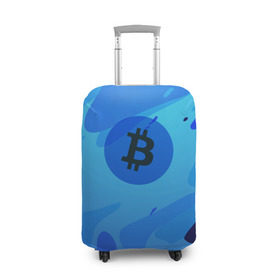 Чехол для чемодана 3D с принтом Blue Sea Camo Bitcoin , 86% полиэфир, 14% спандекс | двустороннее нанесение принта, прорези для ручек и колес | blue | camo | camouflage | coin | crypto | currency | ethereum | litecoin | mining | token | биткоин | биток | камо | камуфляж | крипта | крипто | криптовалюта | лайткоин | майнинг | ферма | эфир