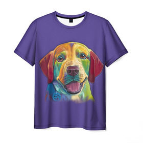 Мужская футболка 3D с принтом Лабрадор , 100% полиэфир | прямой крой, круглый вырез горловины, длина до линии бедер | Тематика изображения на принте: друг | животное | зверь | лабрадор | ретривер | собака | щенок