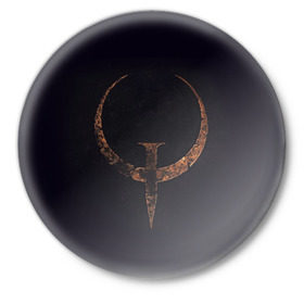 Значок с принтом Quake champions ,  металл | круглая форма, металлическая застежка в виде булавки | quake