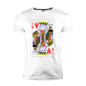 Мужская футболка премиум с принтом Король черви , 92% хлопок, 8% лайкра | приталенный силуэт, круглый вырез ворота, длина до линии бедра, короткий рукав | Тематика изображения на принте: азарт | атласная | карты | колода | масть | покер | червей | черви