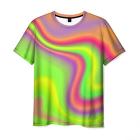 Мужская футболка 3D с принтом Кислотные разводы , 100% полиэфир | прямой крой, круглый вырез горловины, длина до линии бедер | Тематика изображения на принте: color | paint | абстракция | абстракция красок | краска | разводы | разводы красок | цветные краски | яркие краски