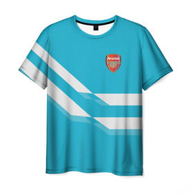 Мужская футболка 3D с принтом Арсенал / FC Arsenal 2018 Blue , 100% полиэфир | прямой крой, круглый вырез горловины, длина до линии бедер | Тематика изображения на принте: 