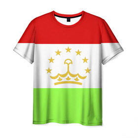 Мужская футболка 3D с принтом Флаг Таджикистана , 100% полиэфир | прямой крой, круглый вырез горловины, длина до линии бедер | парчами точикистон | таджикистан | точикистон | флаг | флаг таджикистана