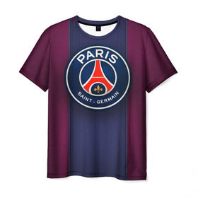 Мужская футболка 3D с принтом Paris Saint-Germain , 100% полиэфир | прямой крой, круглый вырез горловины, длина до линии бедер | Тематика изображения на принте: psg | париж | псж | форма | футбол