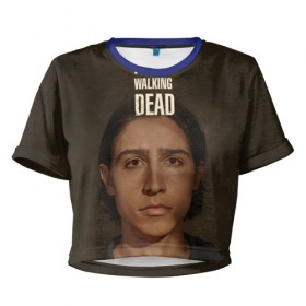 Женская футболка 3D укороченная с принтом Бойтесь ходячих мертвецов 3 , 100% полиэстер | круглая горловина, длина футболки до линии талии, рукава с отворотами | 