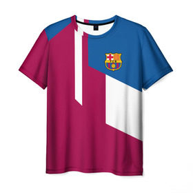 Мужская футболка 3D с принтом FC Barcelona 2018 , 100% полиэфир | прямой крой, круглый вырез горловины, длина до линии бедер | Тематика изображения на принте: fc | барселона | эмблема
